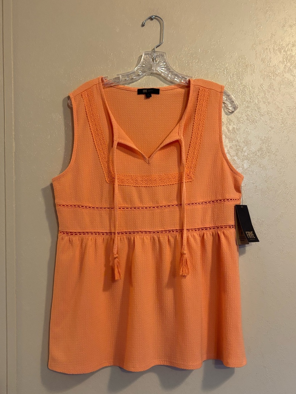 NWT Frye Peplum Lace Trim Tank sz L